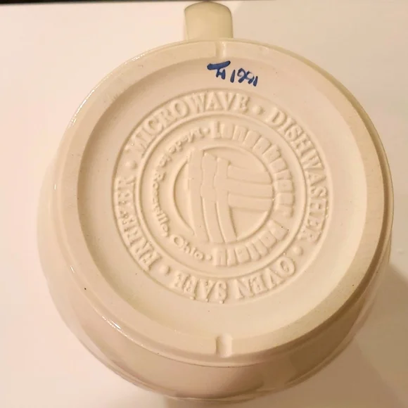 Longaberger Roseville Pottery Small Pitcher Signed Initialed Classic Blue - Picture 2 of 5